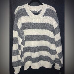 Z‎ Supply Sweater Women Anders Stripe Classic Heather Grey Crew Neck Size Large